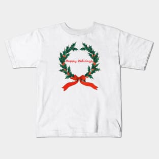 Happy Holidays Wreath Kids T-Shirt